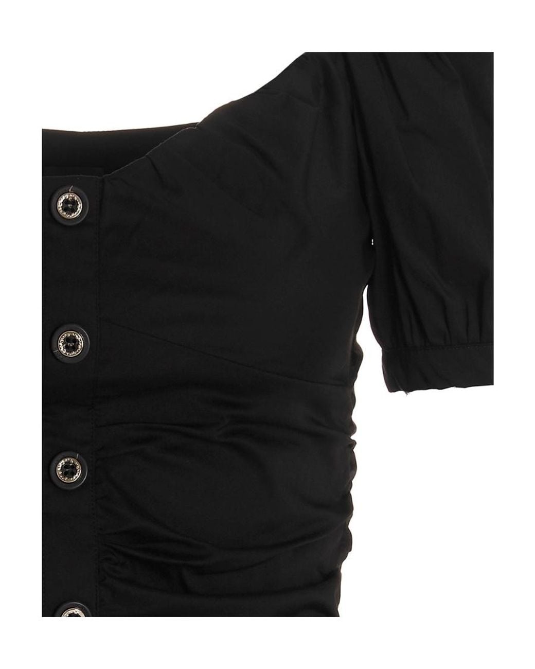 Pinko Black Ruched Button-Up Dress