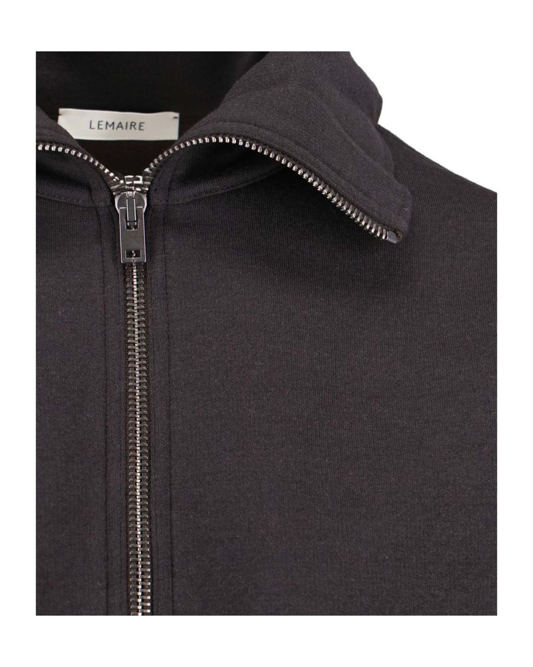 Lemaire Black Long-Sleeved Half-Zip Sweatshirt