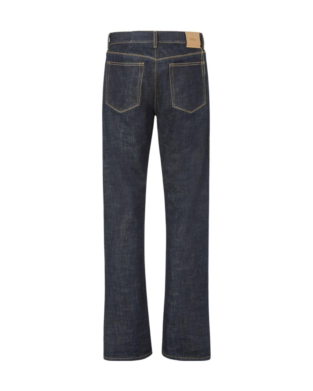 Fendi Gray Logo Patch Straight-Leg Jeans for men