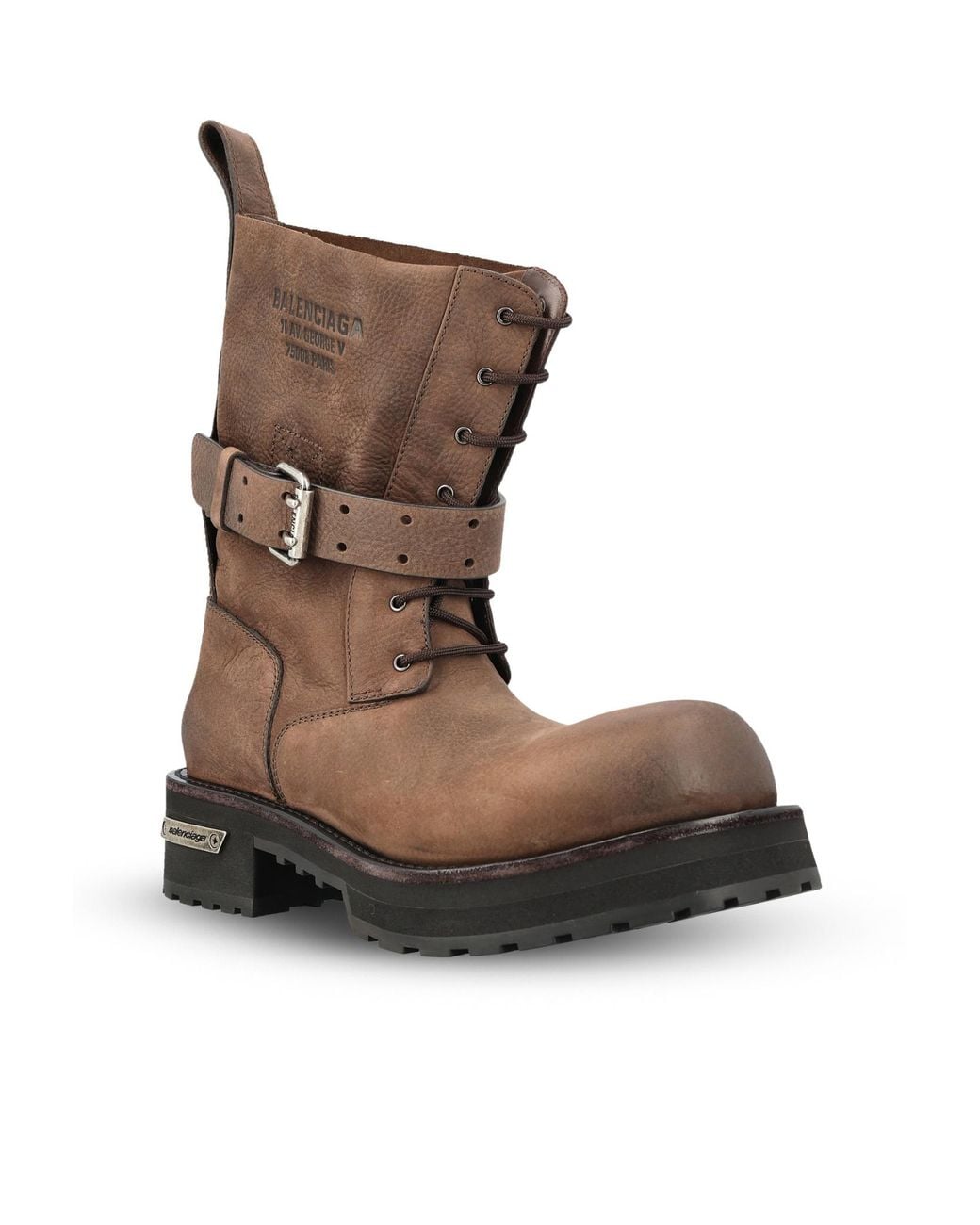 Balenciaga Brown Venom Lace-Up Boots for men