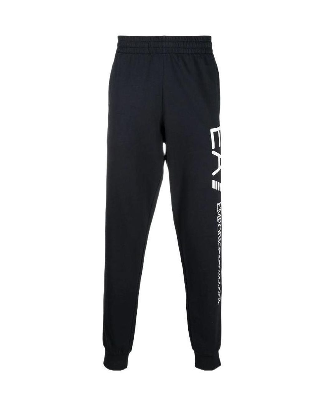 EA7 Blue Logo-Print Cotton Track Trousers for men