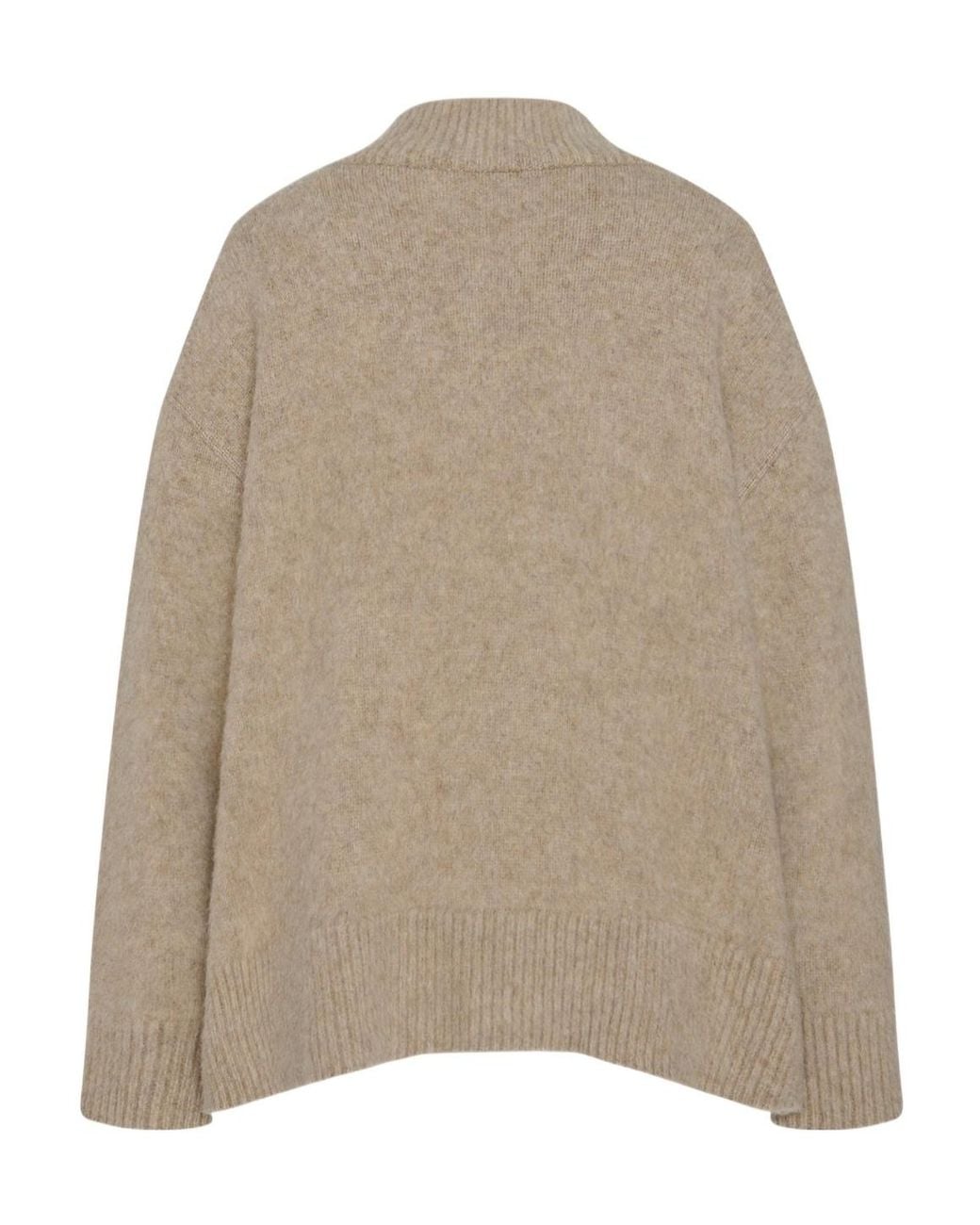 The Row Natural Fayette V-Neck Ribbed-Knit Sweater