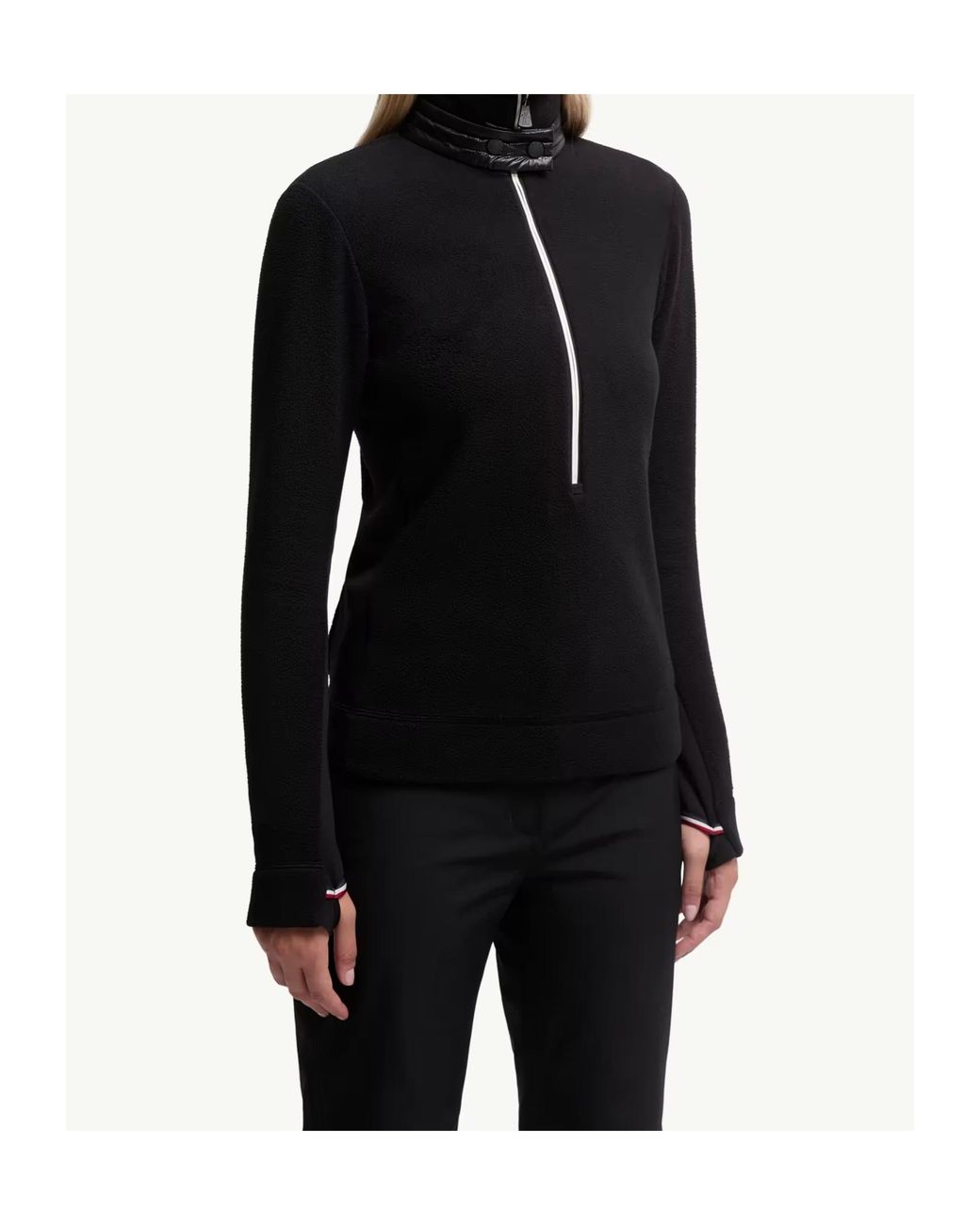 Moncler Black Grenoble Half-Zip Polo Neck Sweatshirt