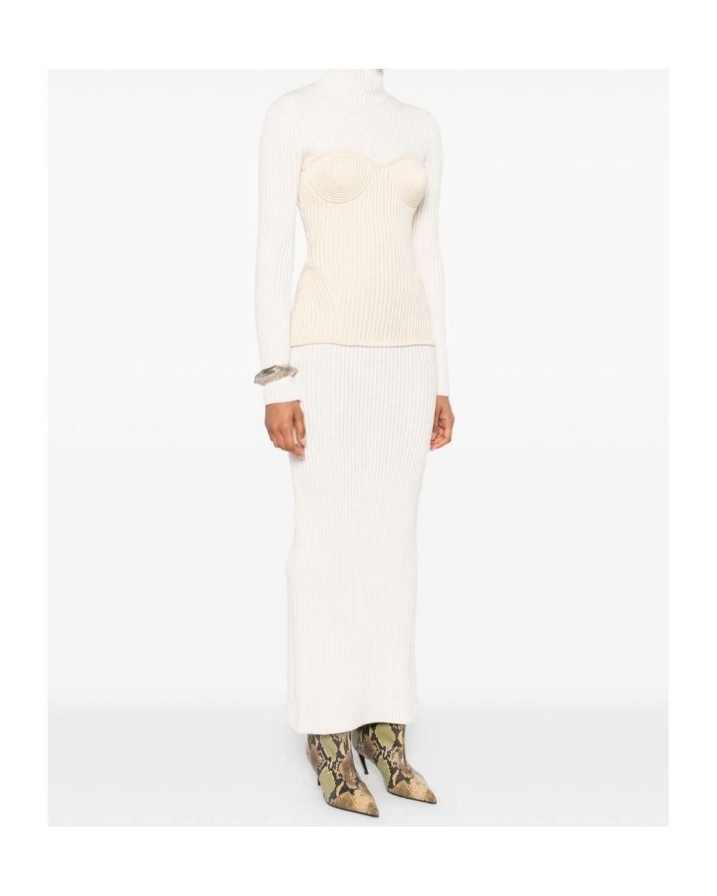 Jean Paul Gaultier White Long Sleeve Dress