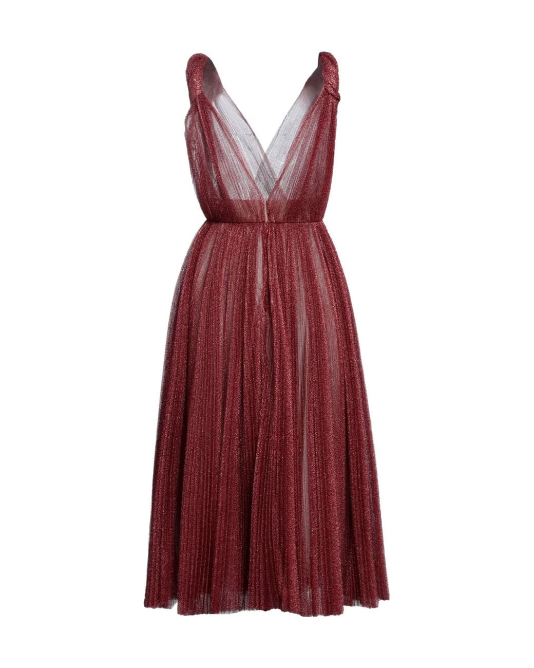 Dolce & Gabbana Red Pleated Sleeveless Long Dress