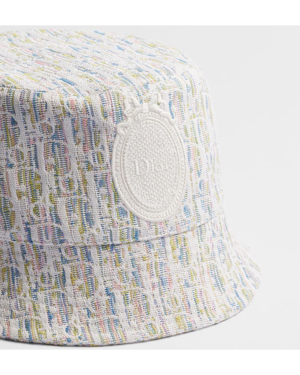Dior White Oblique Pastel Teddy-D Small Brim Bucket Hat