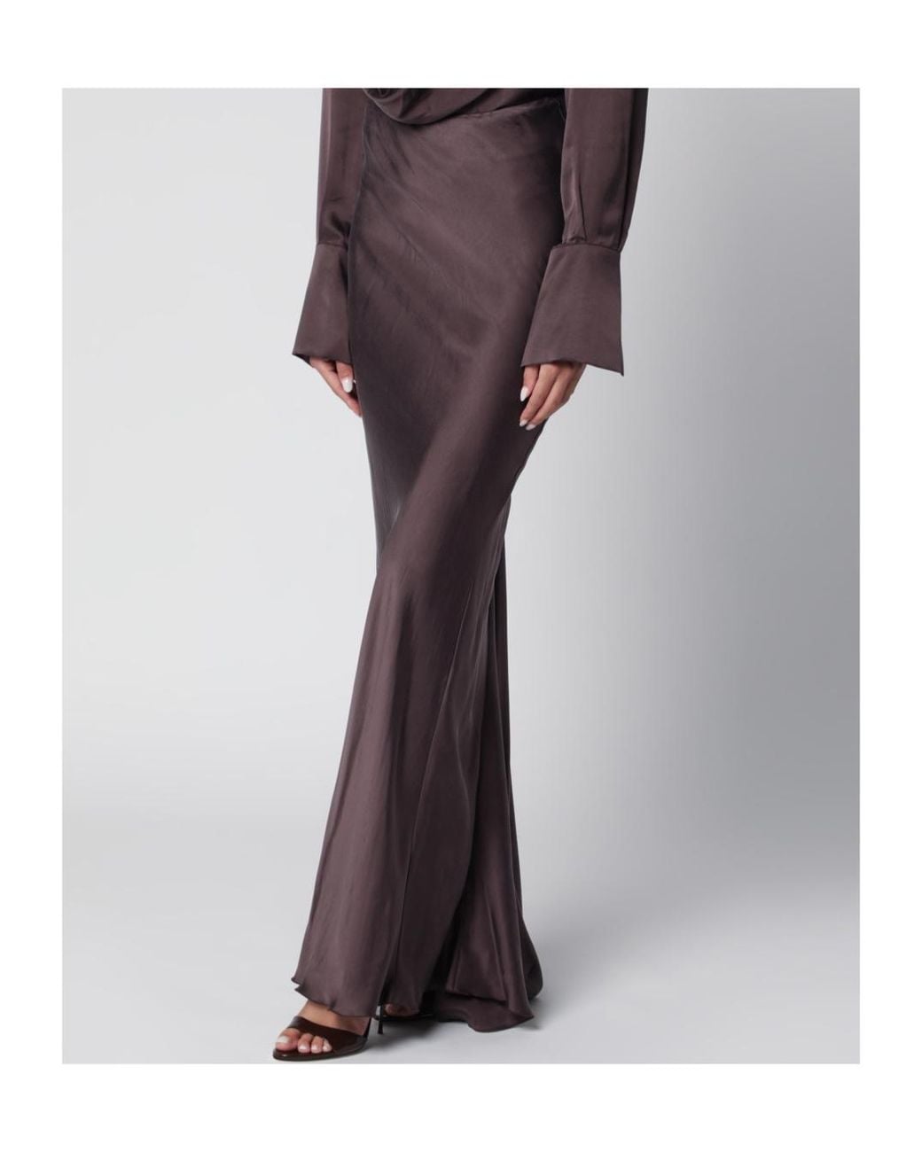 ANDAMANE Purple Flared Maxi Skirt