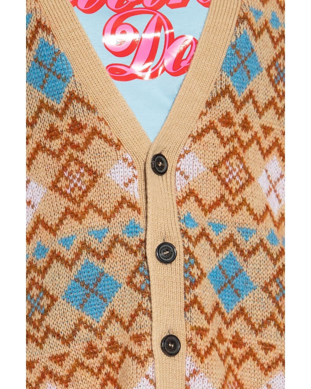 DSquared² Pink Heart Vintage Shetland Knitted Cardigan