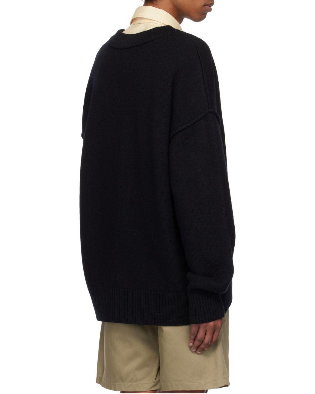AMI Black Ami De Coeur V-Neck Cardigan for men