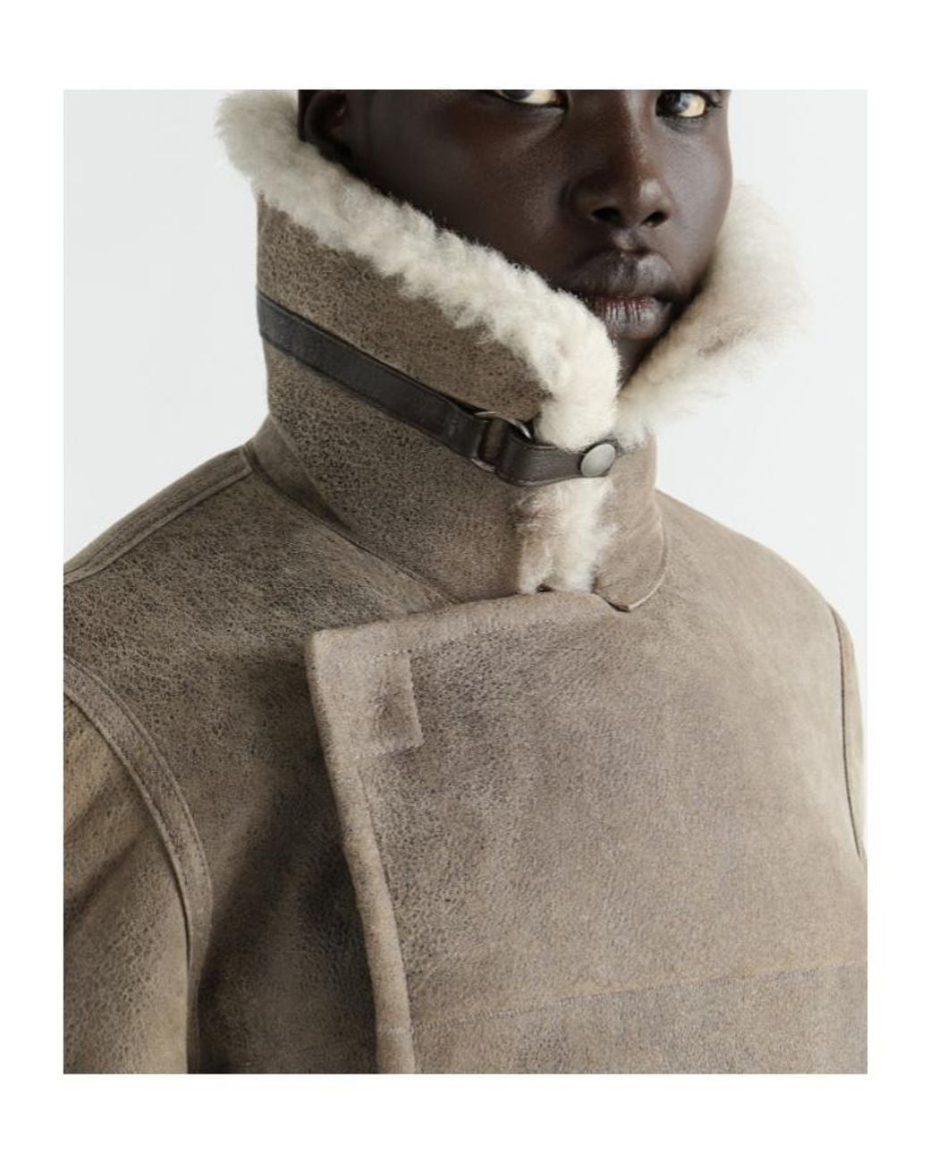 Lemaire Brown Long-Sleeved, Stand-Collar Coat
