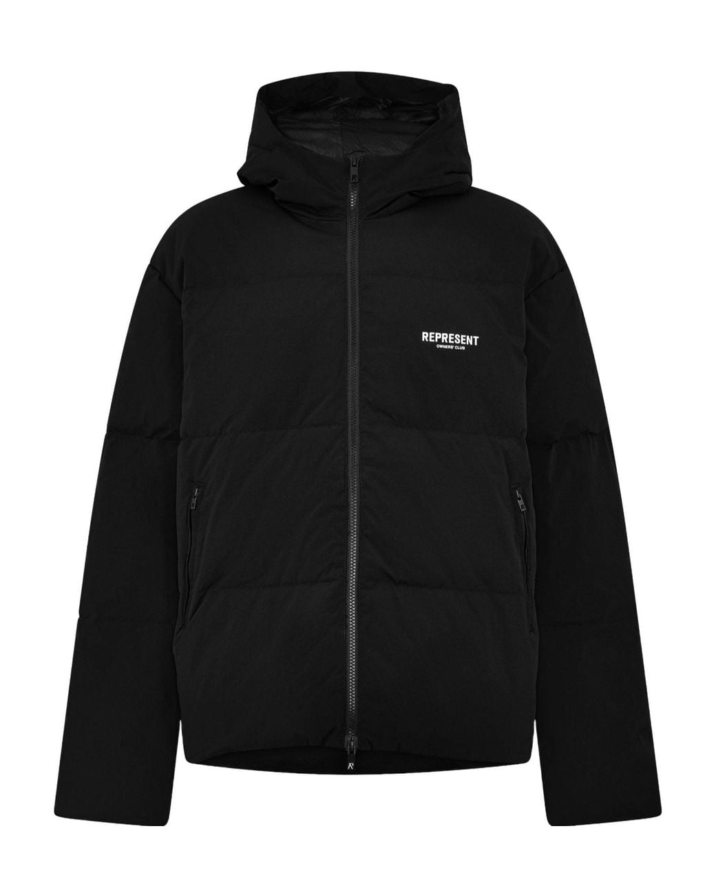 Represent Black Oversized Water-Resistant Cropped Down Jacket for men