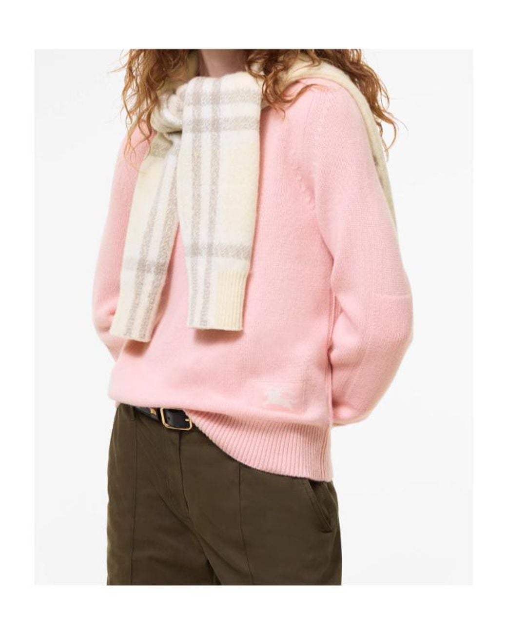 Burberry Pink Ekd Intarsia-Knit Crewneck Jumper