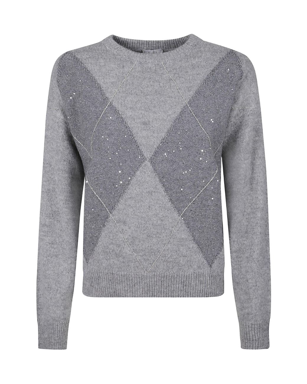 Peserico Gray Diamond Jacquard Jumper