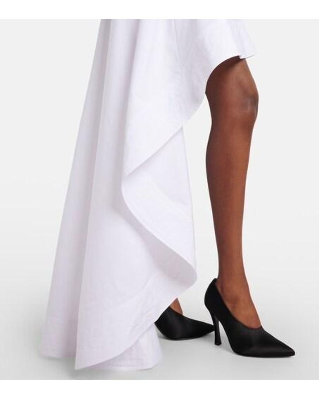 Stella McCartney White Asymmetric Ruffled Cotton Poplin Miniskirt
