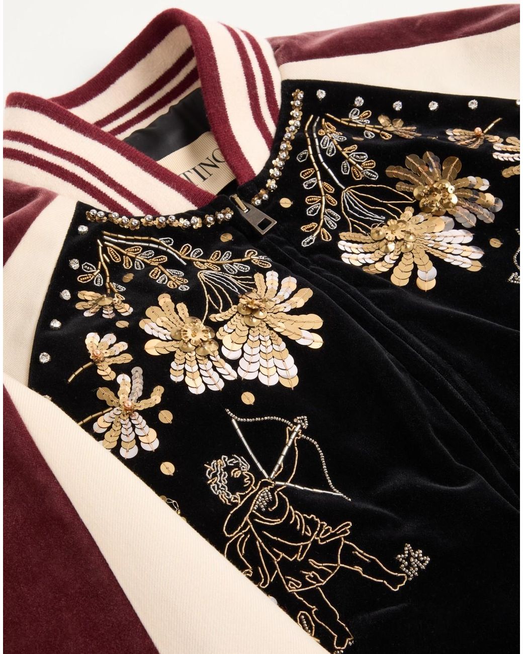 Valentino Black Embroidered Zip-Up Jacket for men