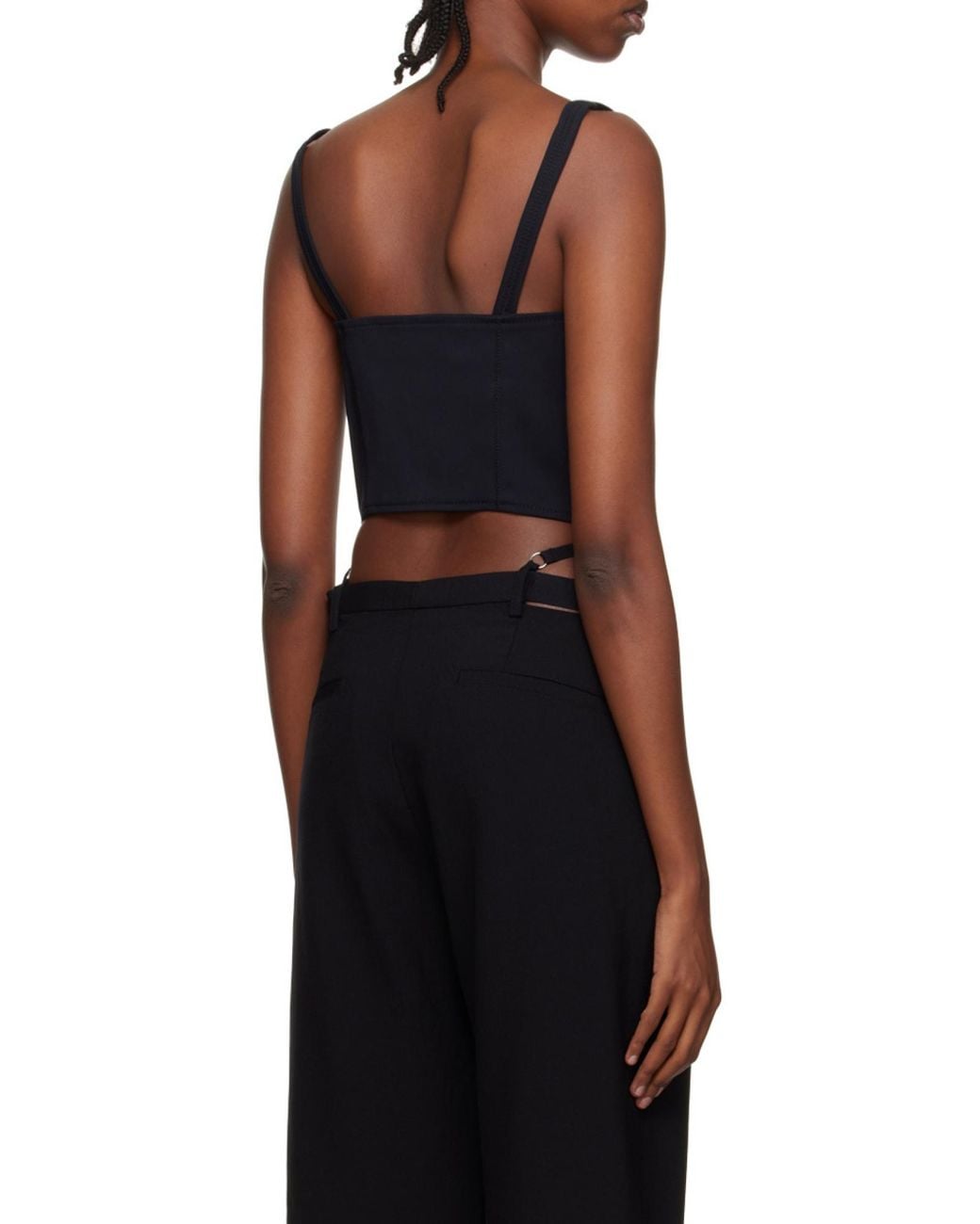 Dion Lee Black Zip-Front Bustier Top
