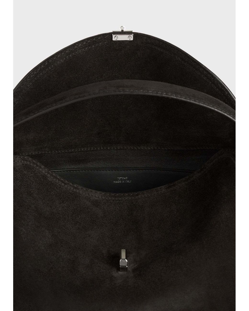 Totême Black Totême Logo Plaque Foldover Top Shoulder Bag