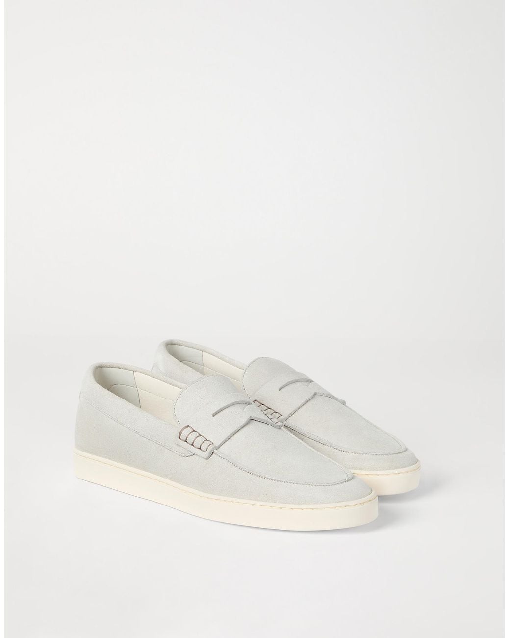 Brunello Cucinelli White Suede Loafers for men