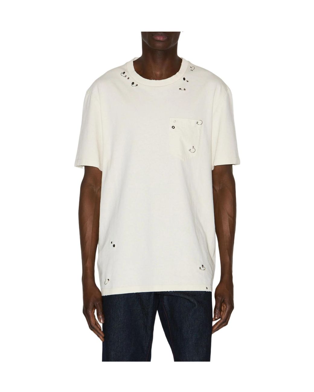 Isabel Marant White Yezra Eyelet Detailed T-Shirt for men