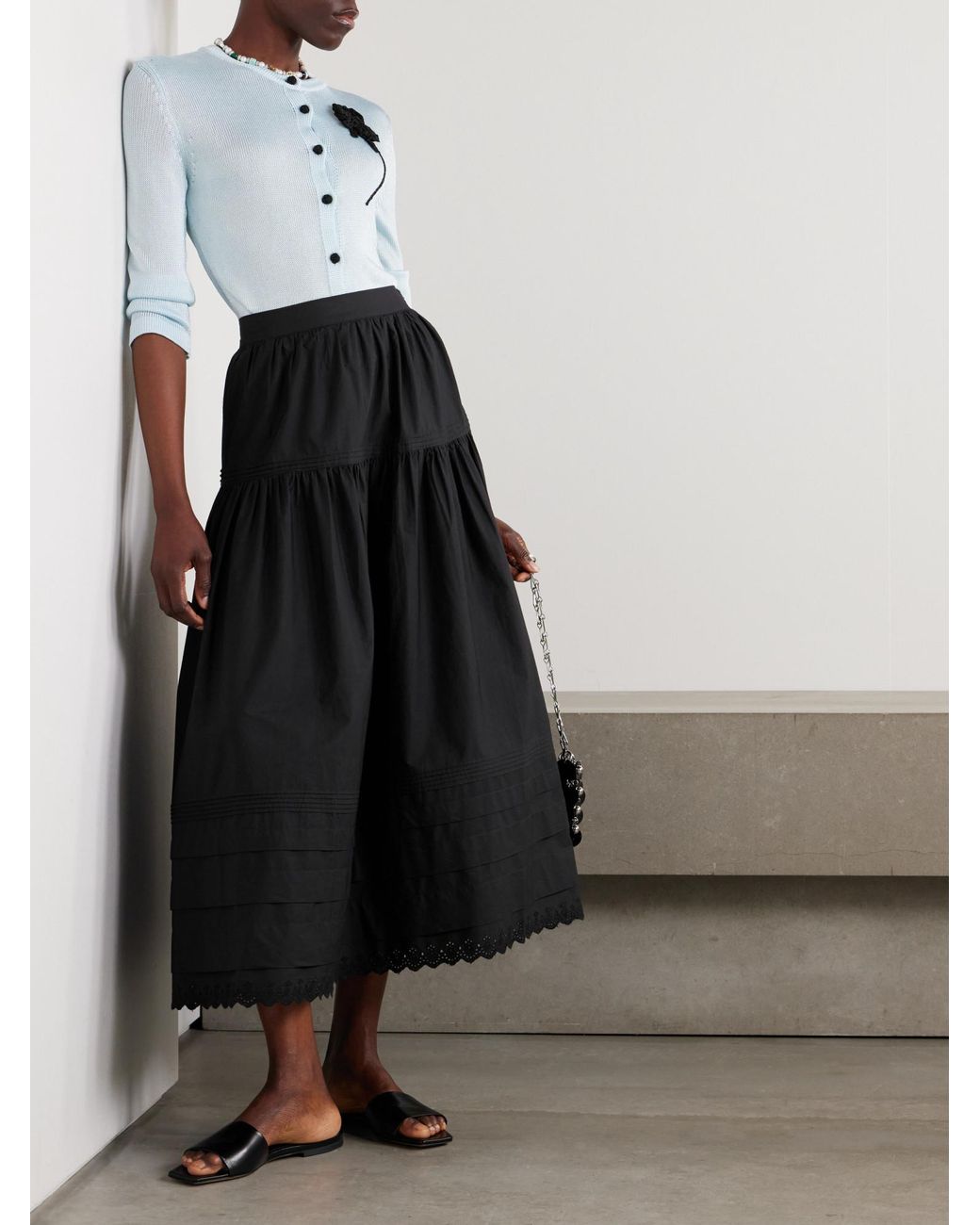 Doen Black Organic Cotton Midi Skirt