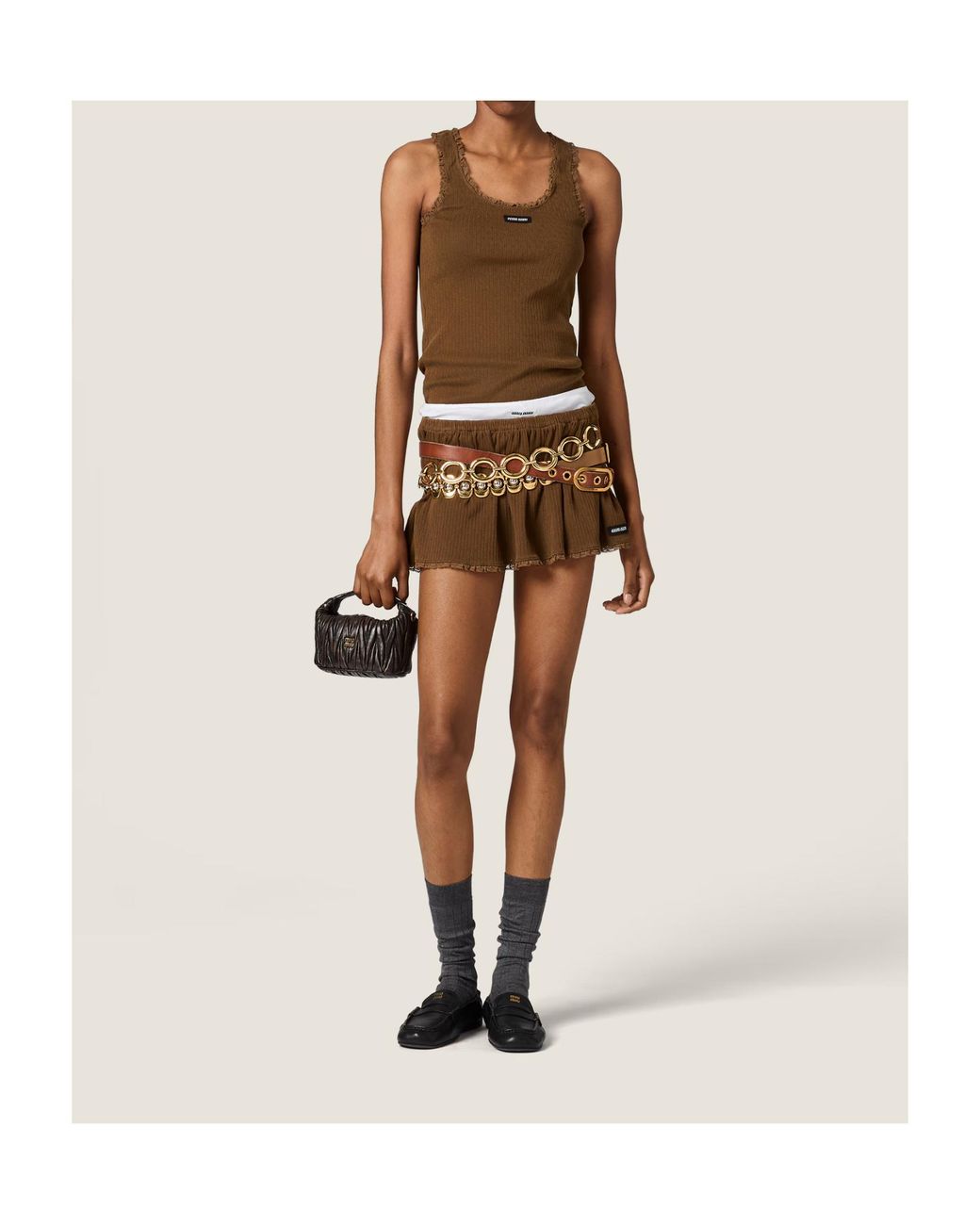 Miu Miu Brown Garment-Dyed Mini Skirt