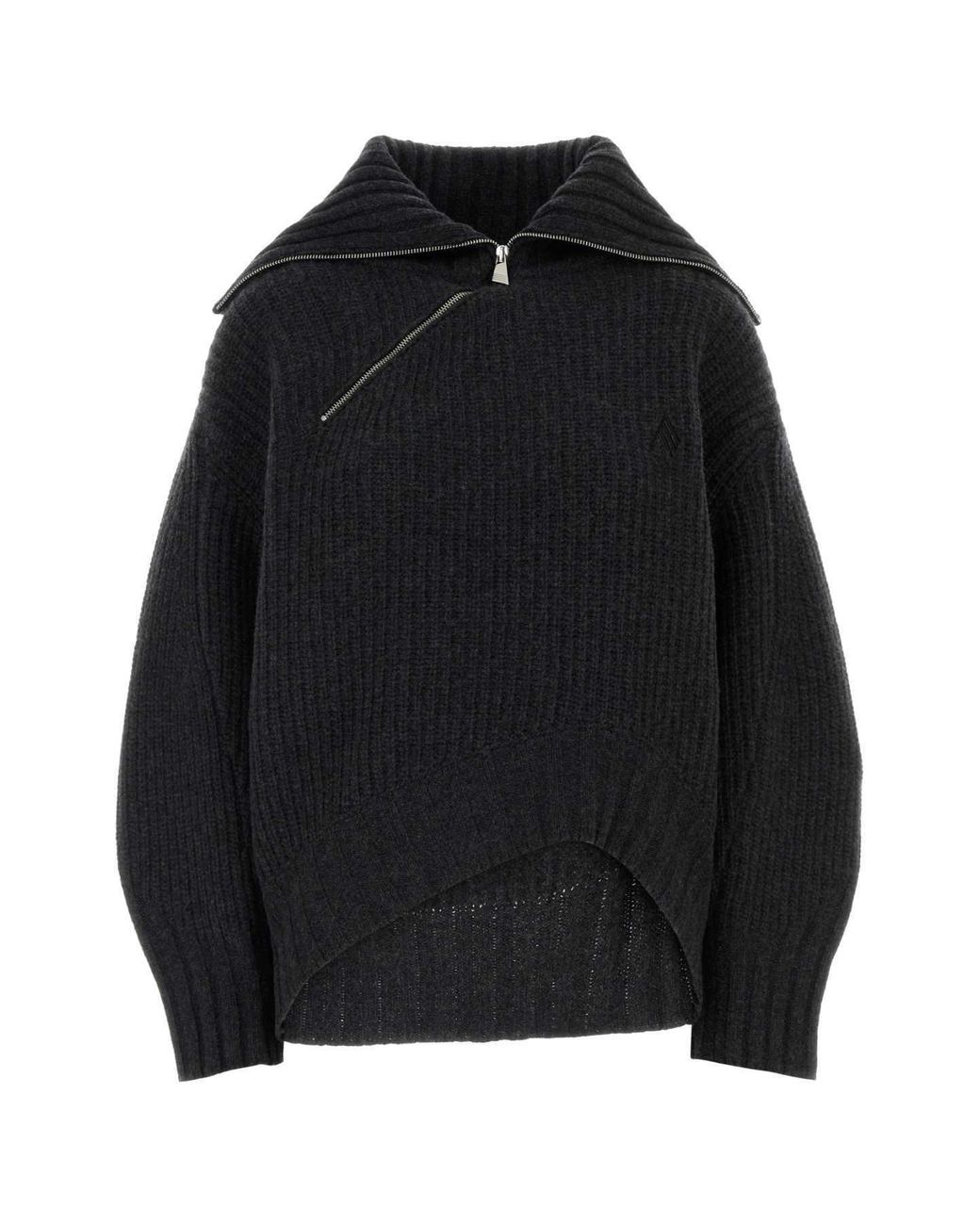 The Attico Black The Zip-Collar Knitted Sweater