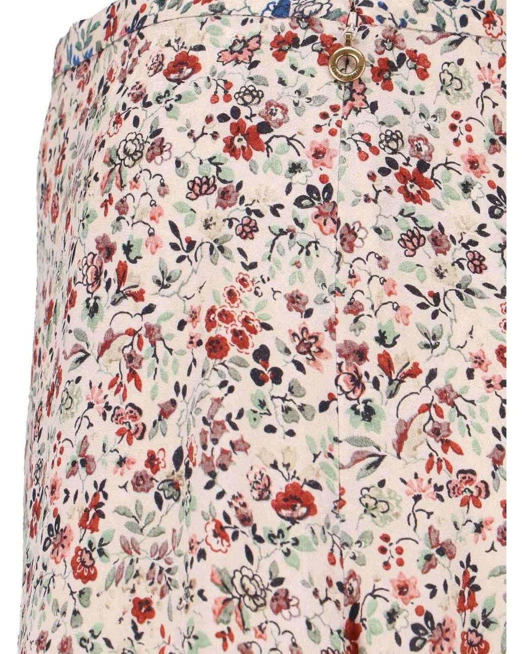 Loro Piana Natural Floral Printed Midi Skirt