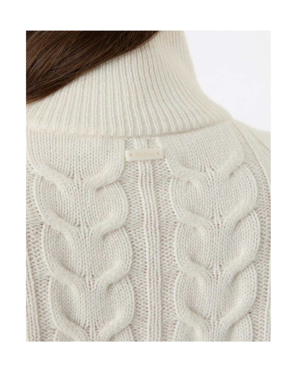 Max Mara White Libero Zip Detailed High Neck Jumper