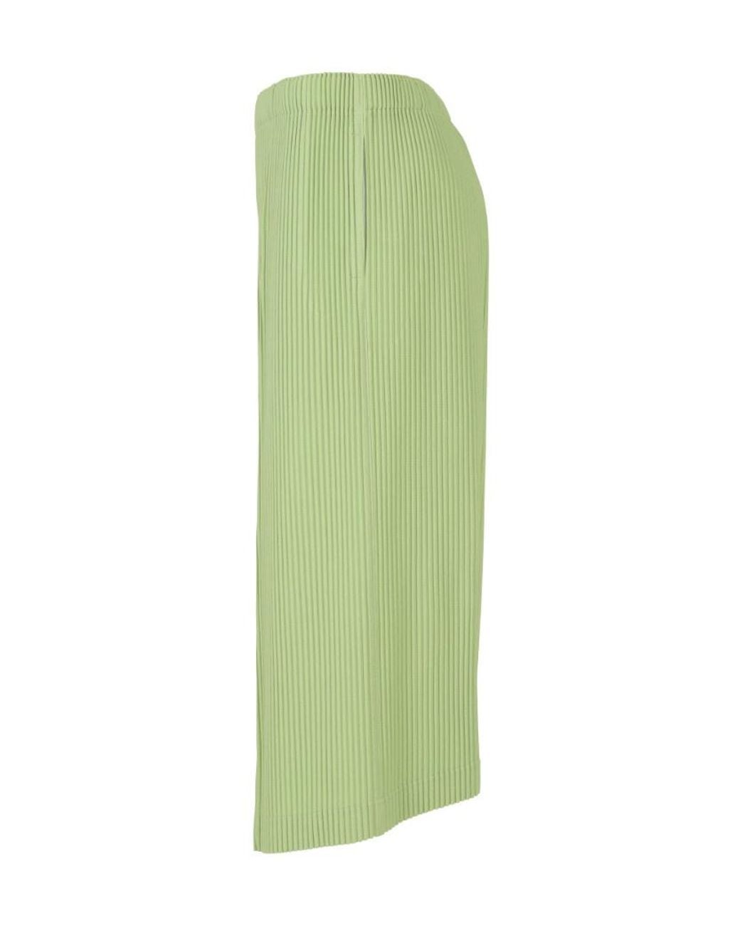Homme Plissé Issey Miyake Green Homme Plissé Issey Miyake Pleats Bottoms Wide-Leg Pants for men