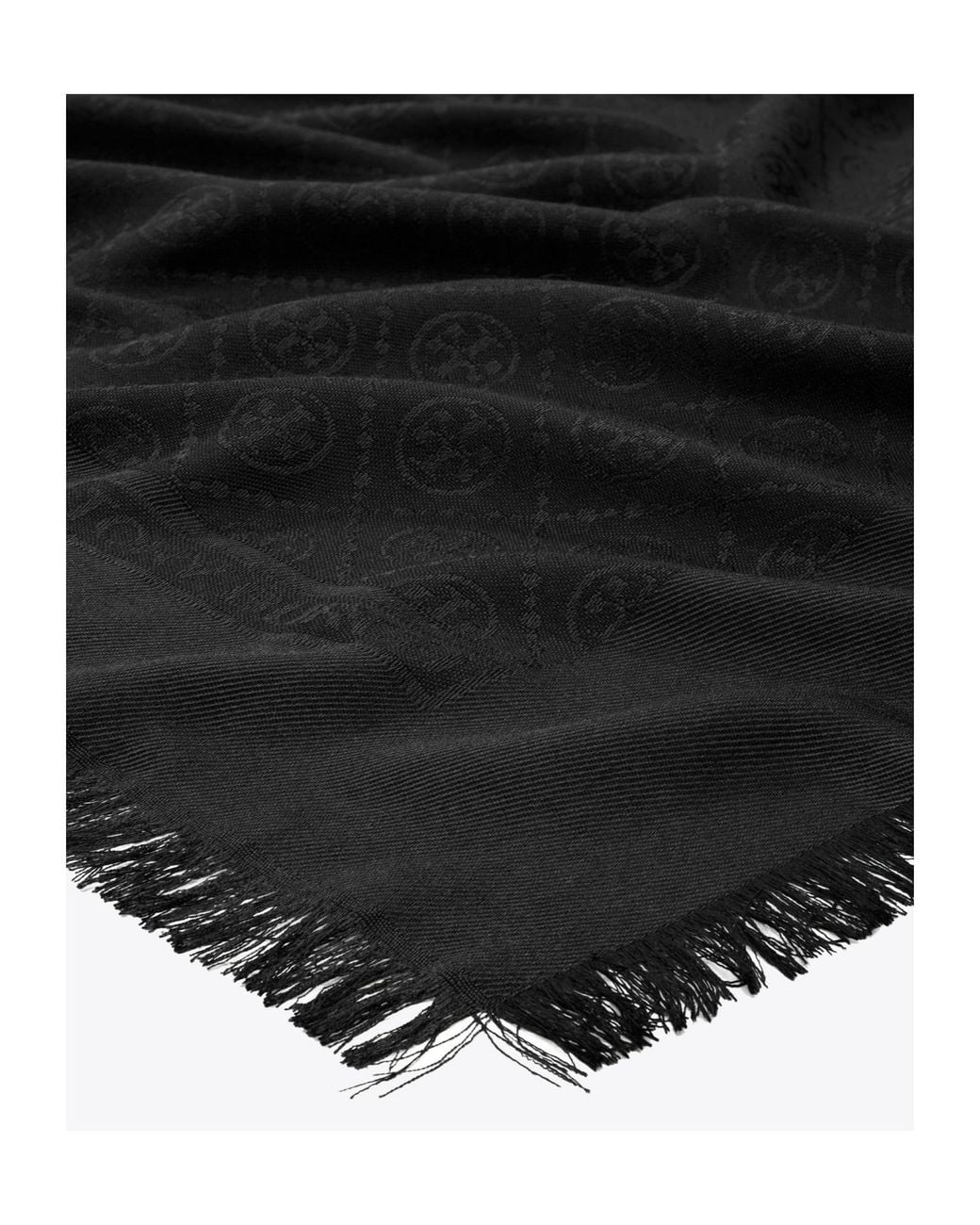 Tory Burch Black T Monogram Jacquard Traveler Scarf