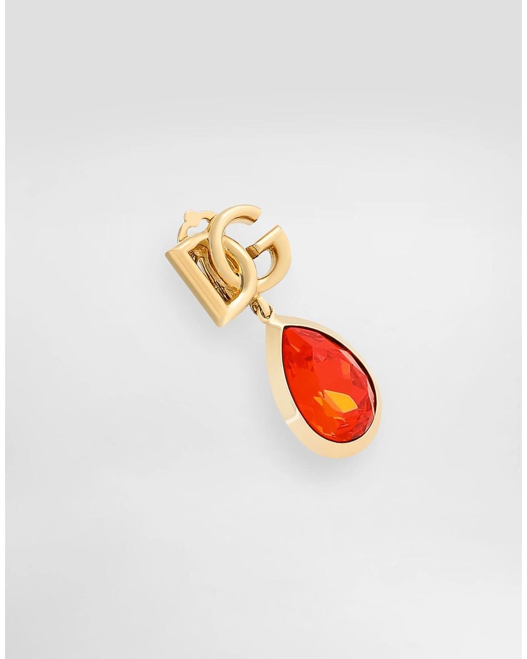 Dolce & Gabbana Red Logo Clip Earrings