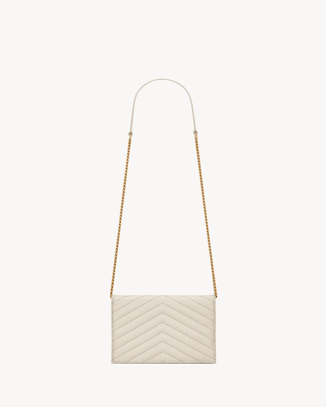 Saint Laurent White Cassandre Envelope Chain Wallet