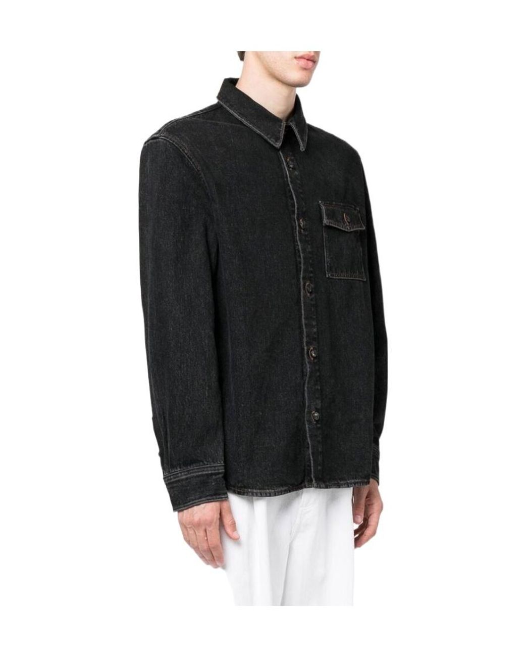 A.P.C. Black Buttoned Long-Sleeved Denim Shirt for men