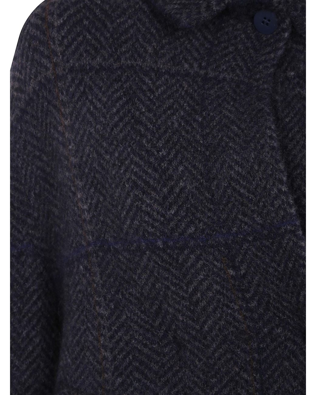 Boboutic Blue Herringbone-Knit Funnel-Neck Jacket