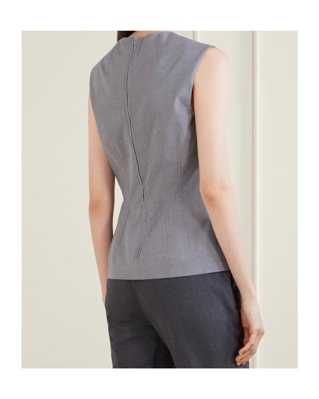 Jil Sander Gray Cut-Out Sleeveless Top