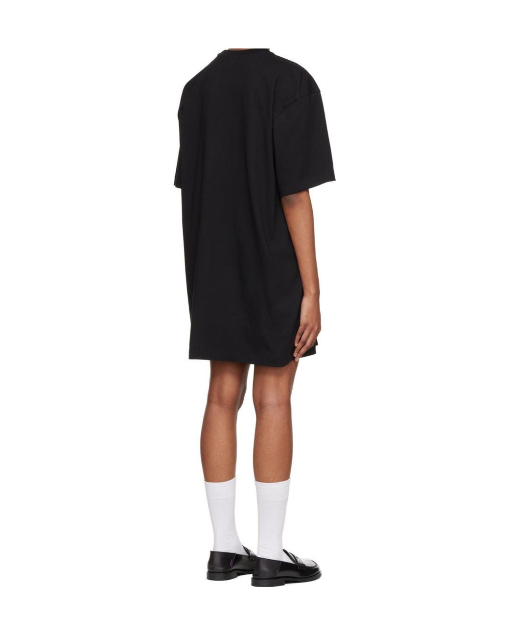 MSGM Black Logo Printed Crewneck T-Shirt Dress