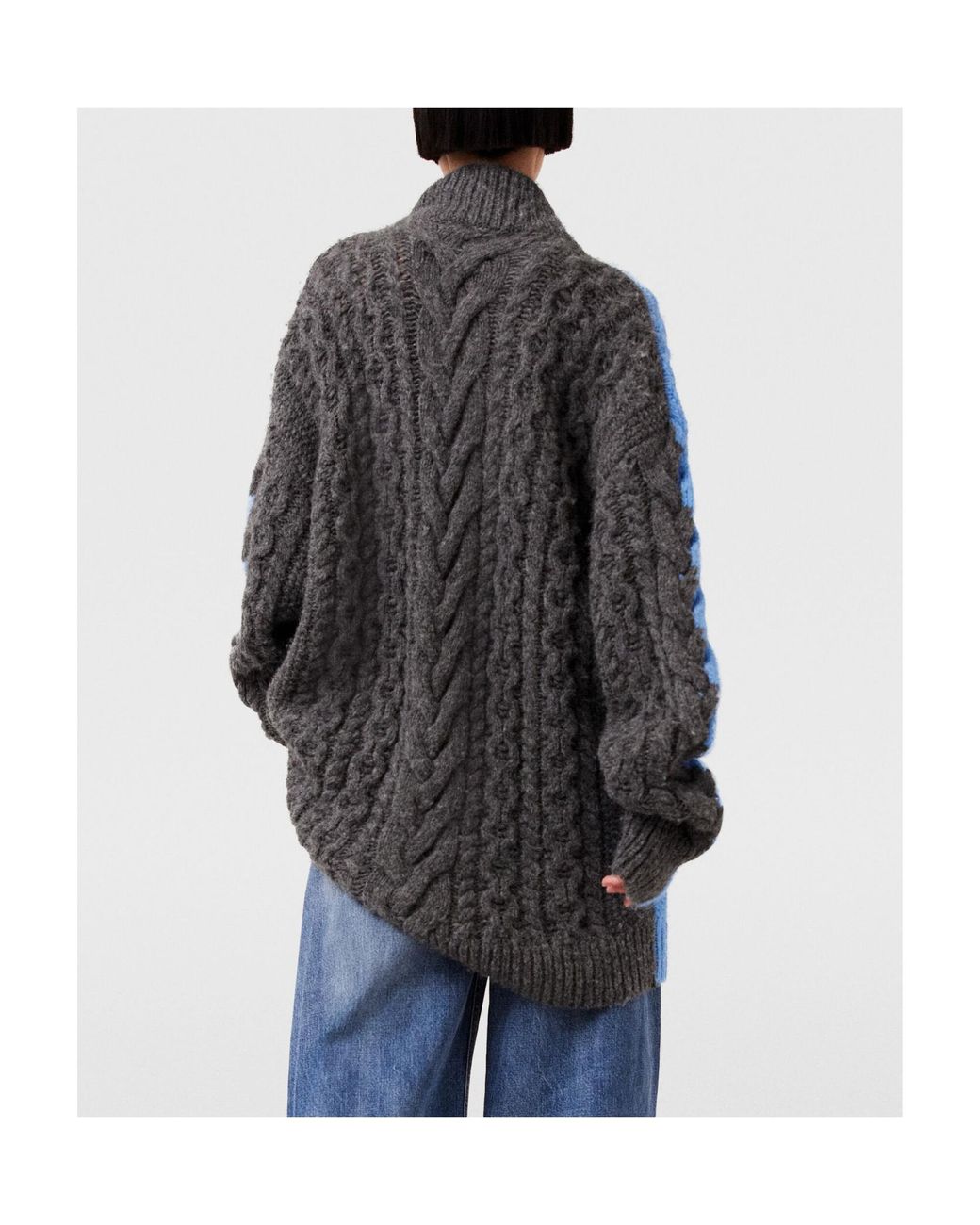 Stella McCartney Blue Two-Tone Cable Knitted Oversized Jumper