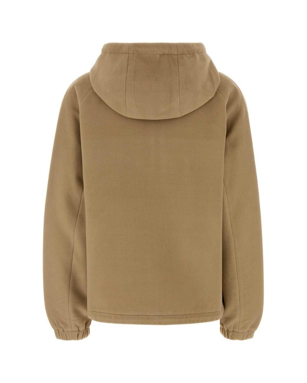 Prada Natural Zip-Up Fleece Hoodie
