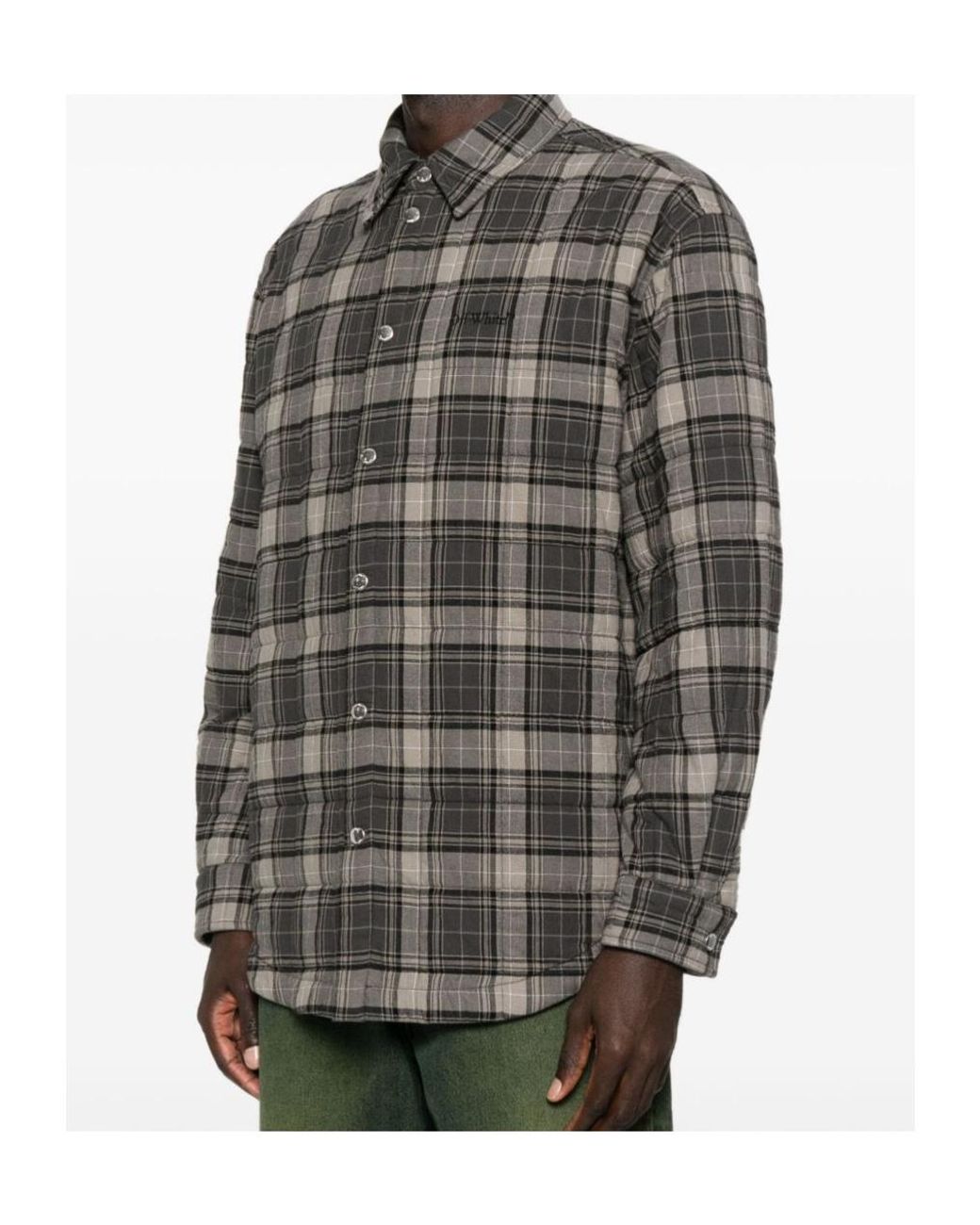 Off-White c/o Virgil Abloh Gray Checked Button-Up Shirt for men