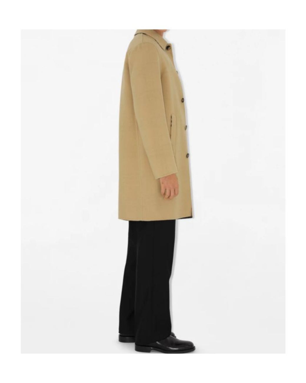 Burberry Natural Mid-Length Wool Car Coat for men