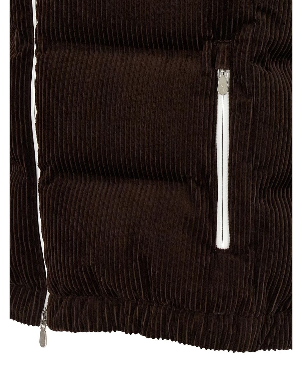 Brunello Cucinelli Black Cotton Corduroy Down Ski Vest for men