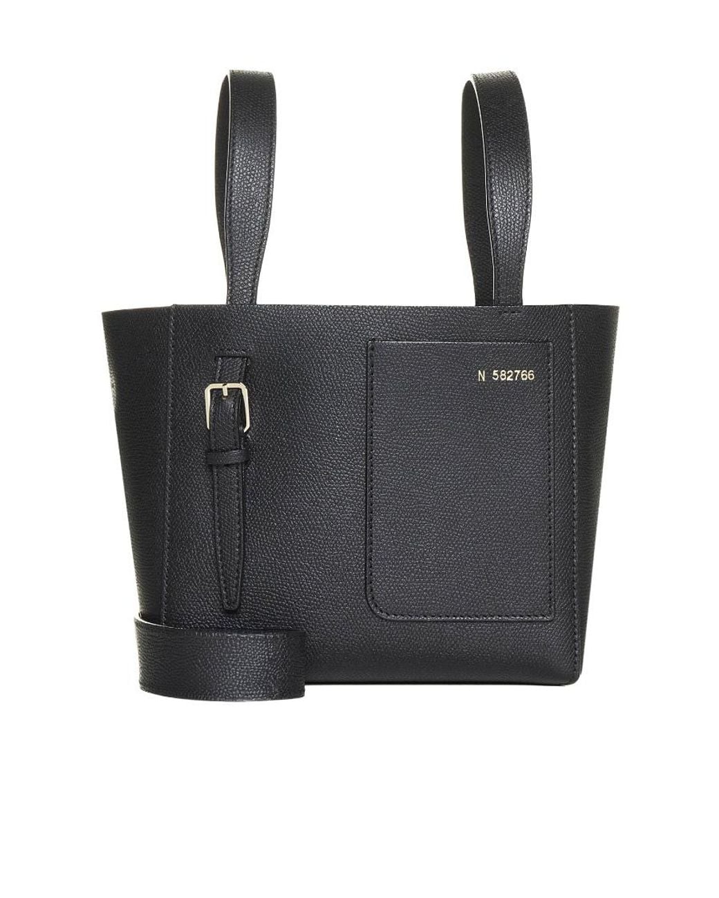 Valextra Black Patch-Pocket Zip-Up Mini Tote Bag