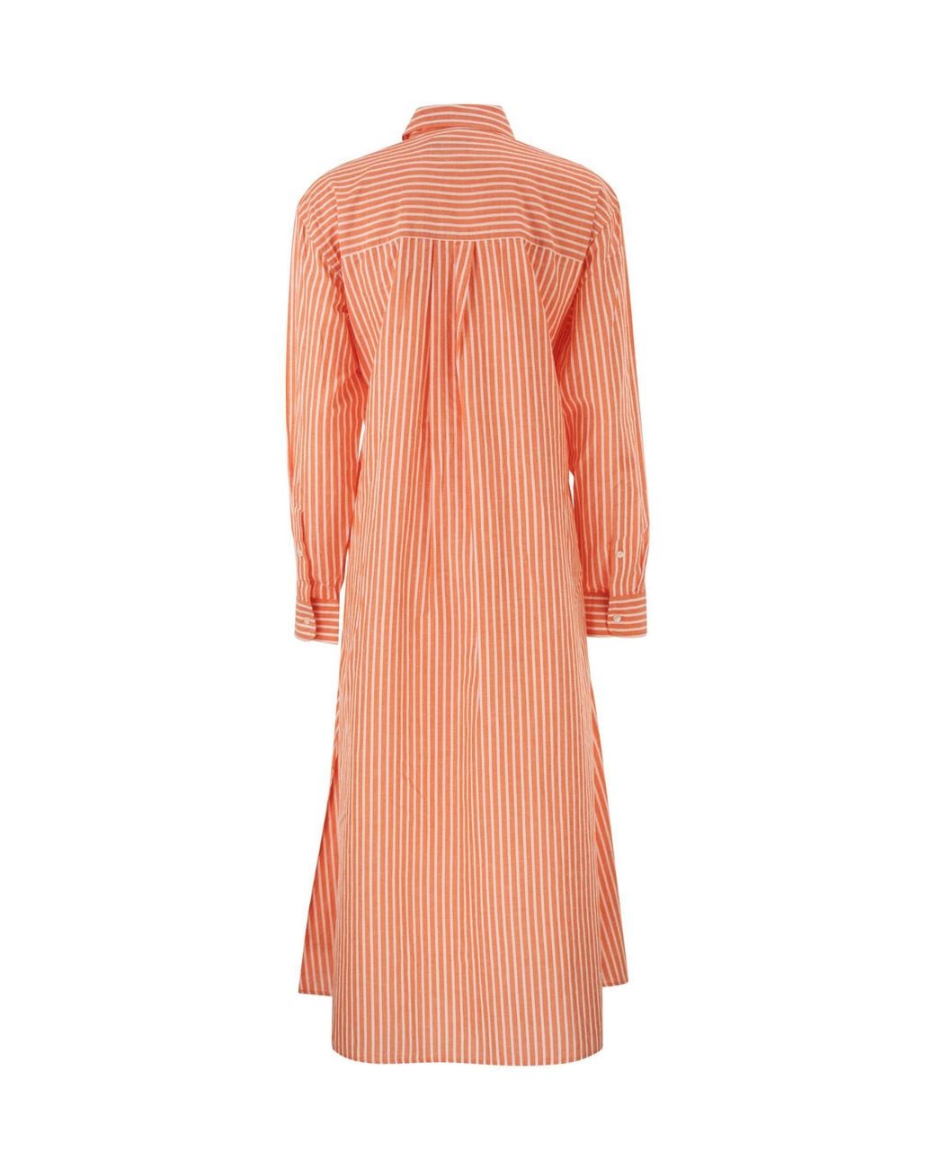 Polo Ralph Lauren Orange Striped Linen Cotton Shirt Dress With Drawstring