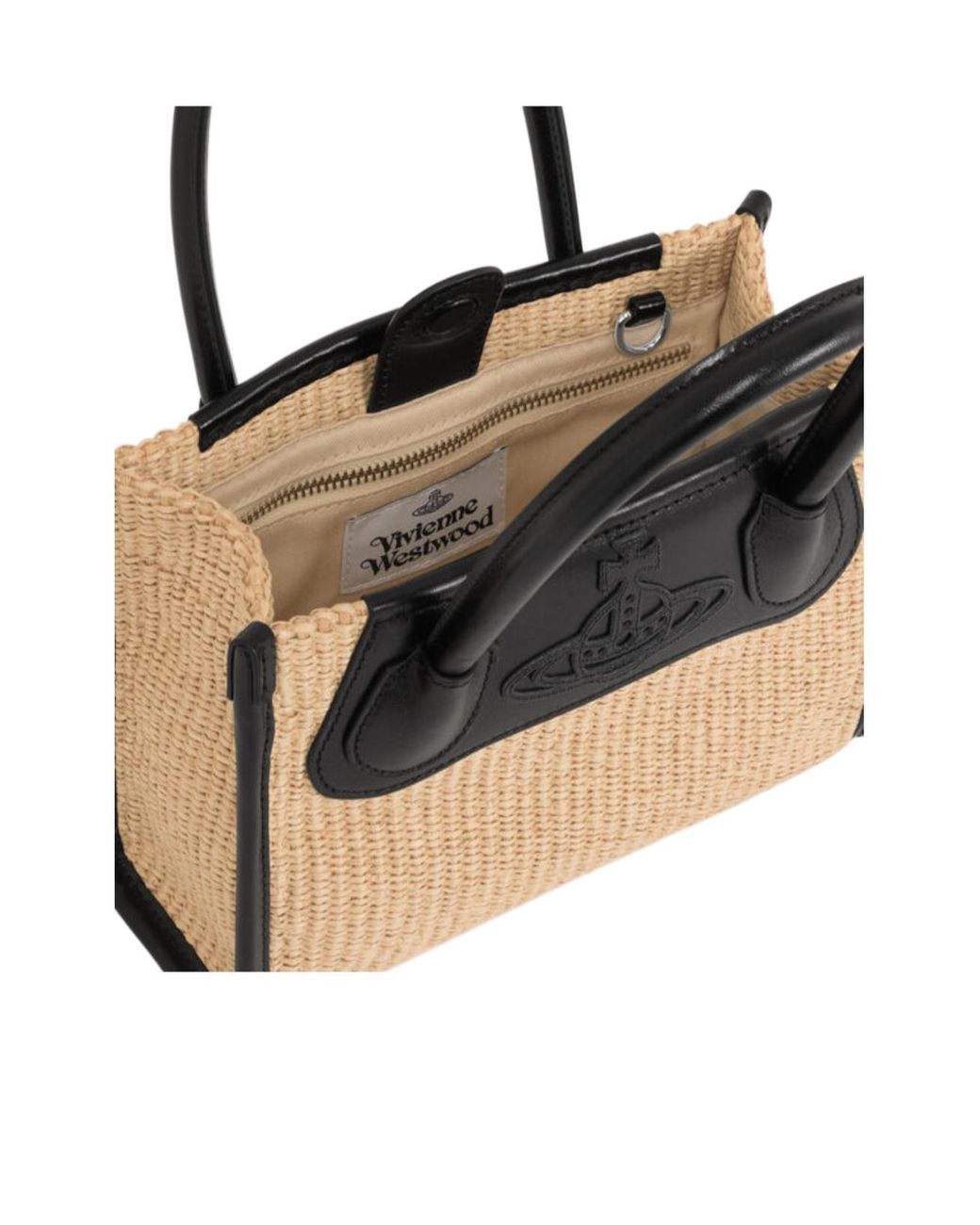 Vivienne Westwood Black Small Troy Orb-Motif Woven Tote Bag