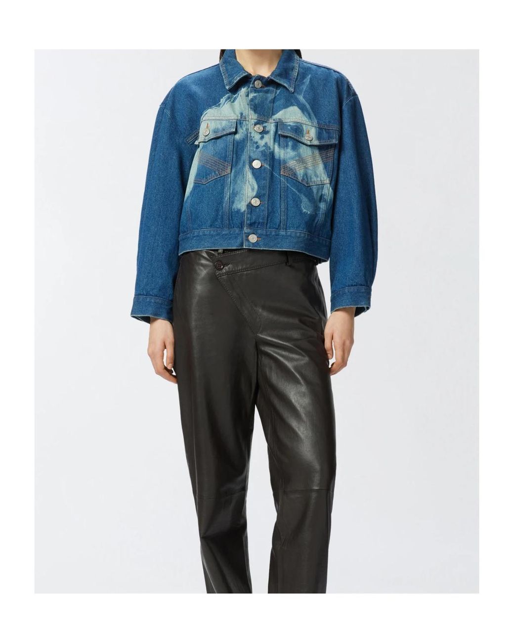 Pinko Blue Horse-Print Denim Jacket