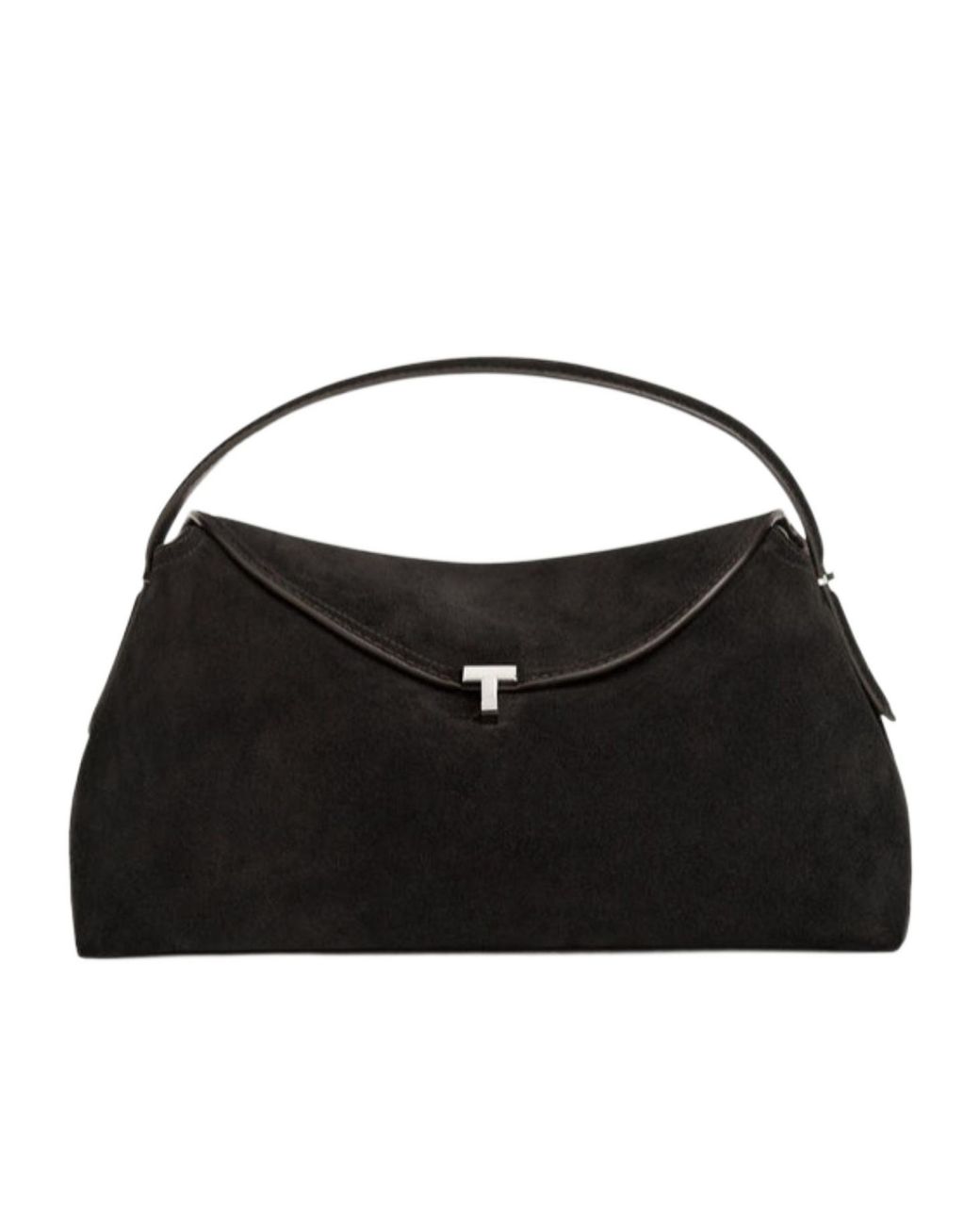 Totême Black Totême Logo Plaque Foldover Top Shoulder Bag