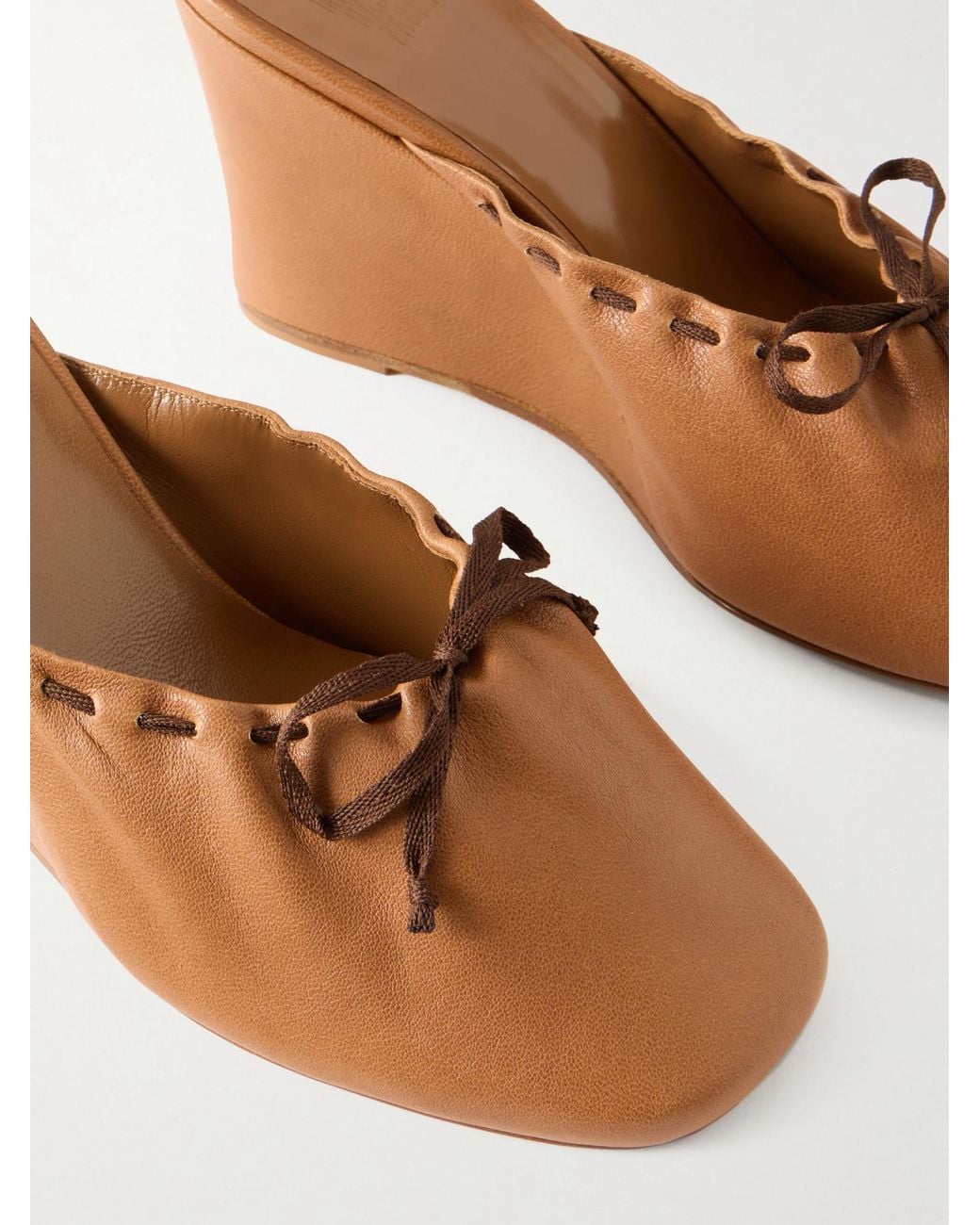 Maryam Nassir Zadeh Brown Ballet Leather Wedge Mules