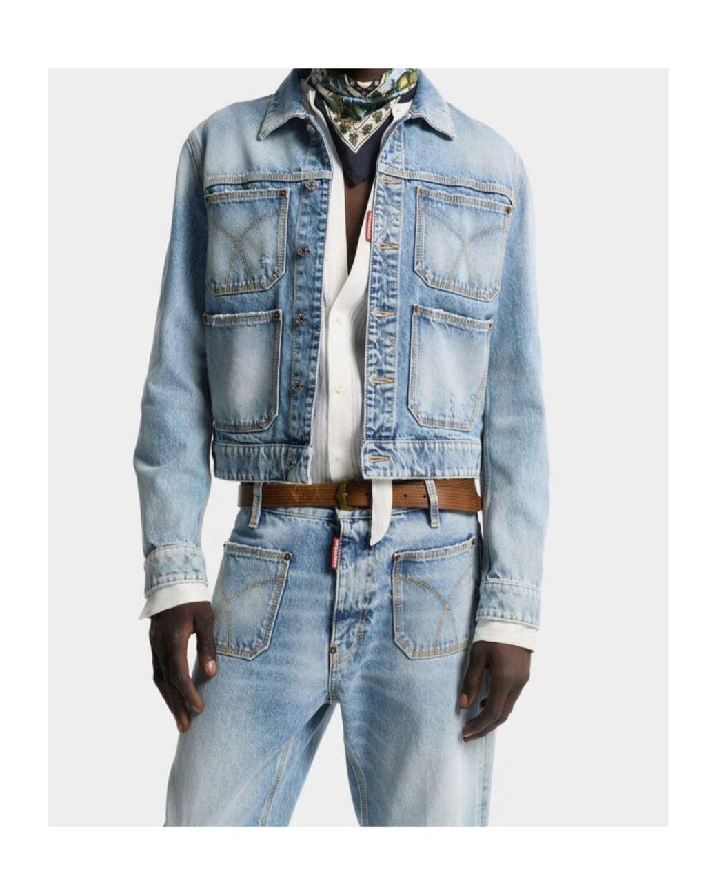 DSquared² Blue Button-Up Denim Jacket for men