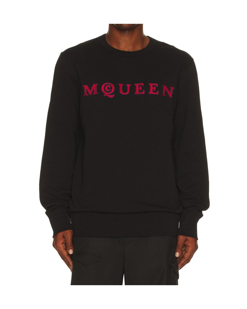 McQueen Blue Logo Embroidered Crewneck Sweatshirt for men