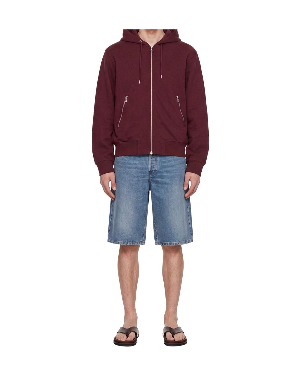 Dries Van Noten Red Zip-Up Drawstring Hoodie for men